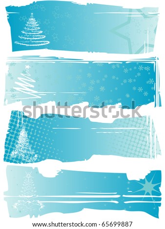 Light blue banners with abstract Christmas tree