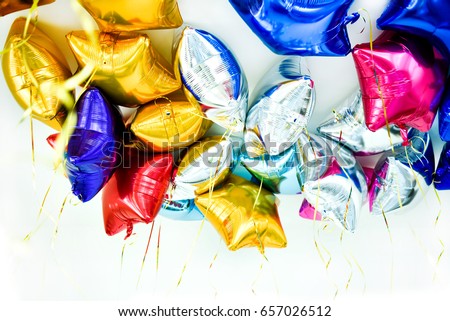 Aluminum foil colorful balloons in form of star for celebration