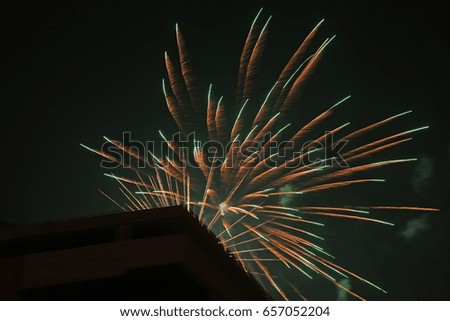 Fireworks over buildings