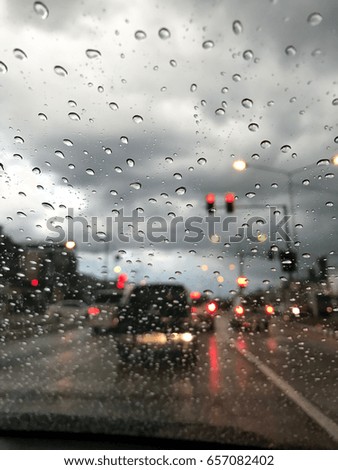 Rainy and traffic jam