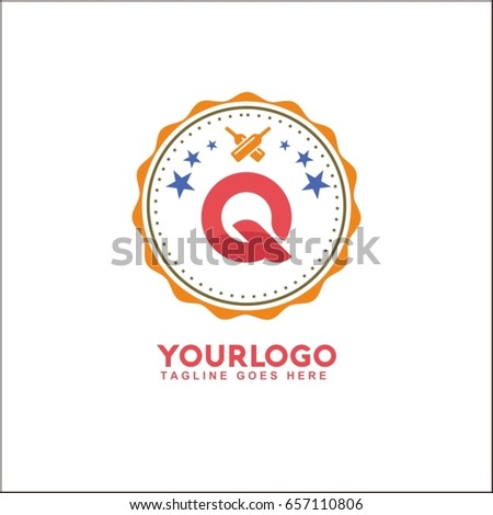 Q letter vector vintage label. Template for banner, café,restaurant,  insignia, business brand design.