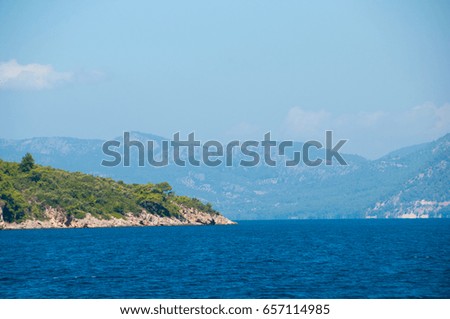 Landscape of the Mediterranean Sea. Mountains and the sea of Turkey