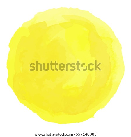 Bright yellow watercolor painted vector stain isolated on white background