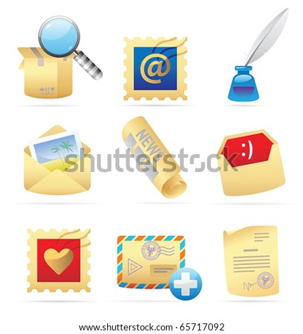 Icons for postal services. Vector illustration.