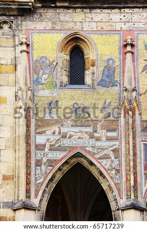 Detail of gothic St. Vitus Cathedral in Prague