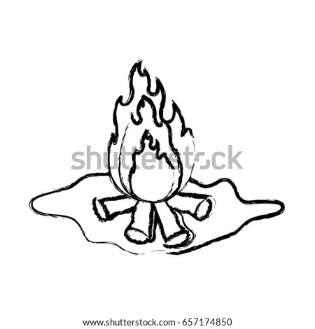 monochrome blurred silhouette of wood fire in floor vector illustration