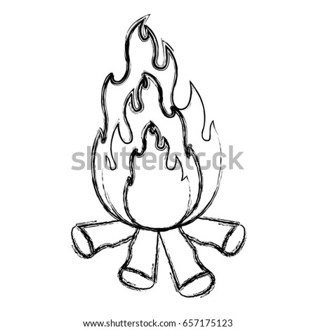 monochrome blurred silhouette of bonfire icon vector illustration