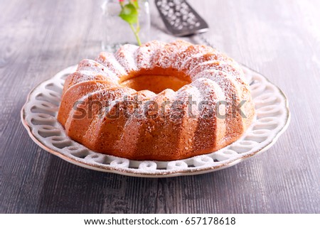 Lemon Chiffon Cake with icing sugar on top