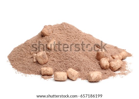 Chocolate mix with marshmallows on white background