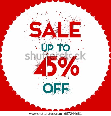 Sale up to 45% off, a beautiful paper art of Sale, shopping and business promotion, vector art.Discount illustration for a supermarket.Concept view of sales label, sale banner on colorful background