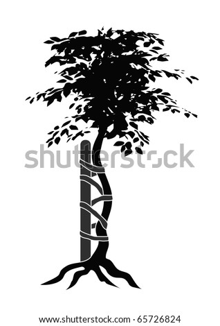 vector Illustration of the typical symbol for orthopedic medicals or doctors showing a buckled tree