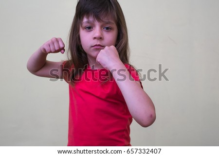 Girl child fist isolated on white