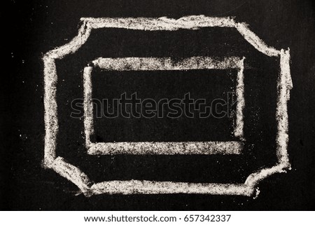 Chalk drawing as hexagon shape as blank stamp or seal on blackboard background