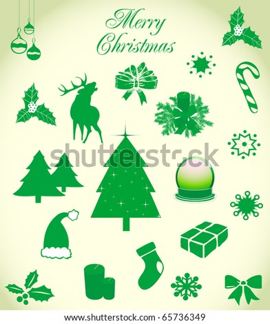 Green christmas elements