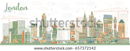 Abstract London Skyline with Color Buildings. Vector Illustration.