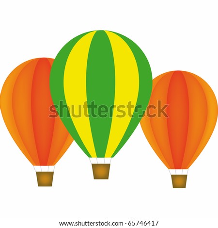 colorful hot air balloon that flies suspended in the blue sky