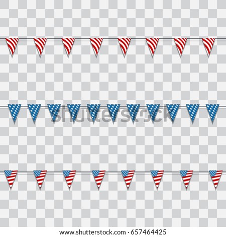 4th of July. Decoration set of garlands for USA national holidays, events, banners, posters, web.. Fourth of July vector