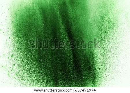 Abstract powder splatted on white background,Freeze motion of color powder exploding/throwing color powder, multicolored glitter texture.