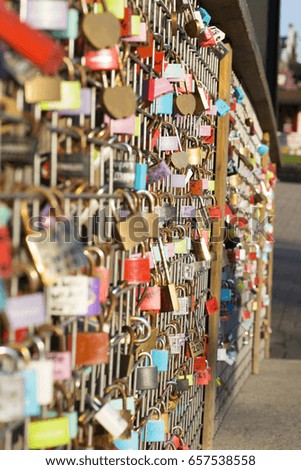 Love Bridge with locks for romance couple 