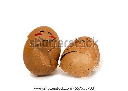 An egg with a face. Concept of smile.