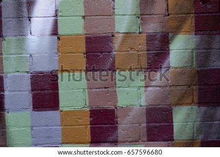 Colorful Checker Board on Brick