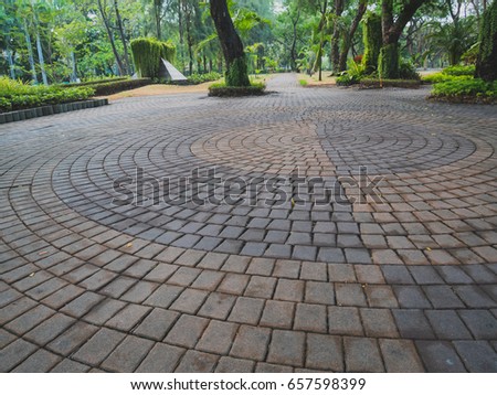 Pattern of walkway concrete block paving. Abstract background.