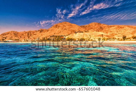 Mountains, Red Sea? eilat Royalty-Free Stock Photo #657601048