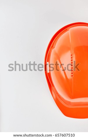 Image of plastic safety helmet. Professional builder hat on white background.