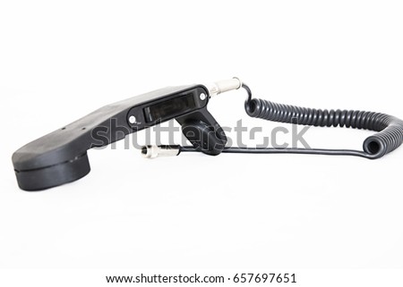 photo of vintage sixties phone earphone,with cable, isolated