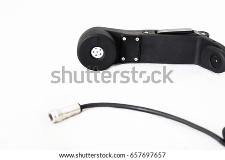 photo of vintage sixties phone earphone,with cable, isolated