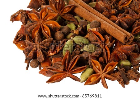 Chrismas spices, isolated on white