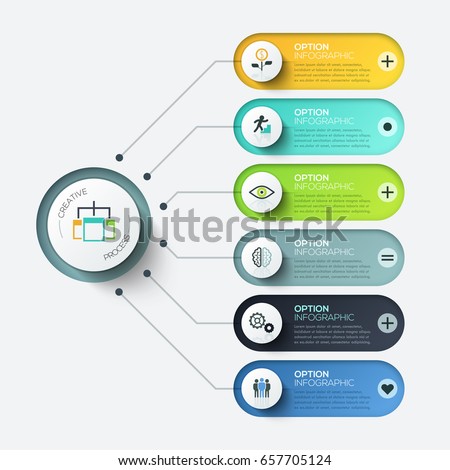 Vector elements for infographic. Template for diagram, graph, presentation and chart. Business concept with 6 options, parts, steps or processes. Abstract background Royalty-Free Stock Photo #657705124