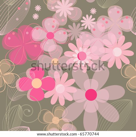Seamless flower background (raster version)