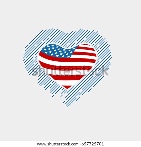Happy independence day USA, Heart and Flag