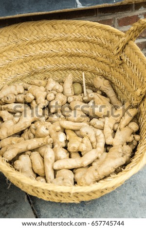 Ginger in a basket.
