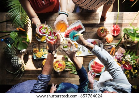Fresh and juicy fruit and cocktail party Royalty-Free Stock Photo #657784024
