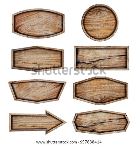 Wooden signboard isolated on white background, With objects clipping path for design work