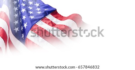 USA or american flag isolated on white background with copy space