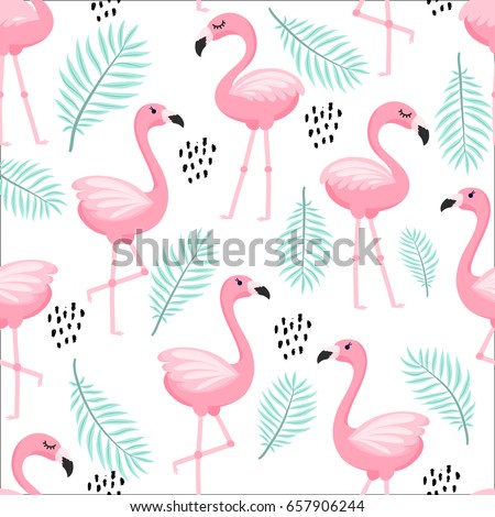Tropical flamingo pattern Royalty-Free Stock Photo #657906244