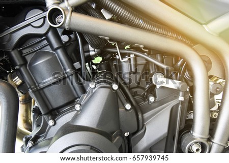 close up of motorcycle engine design details