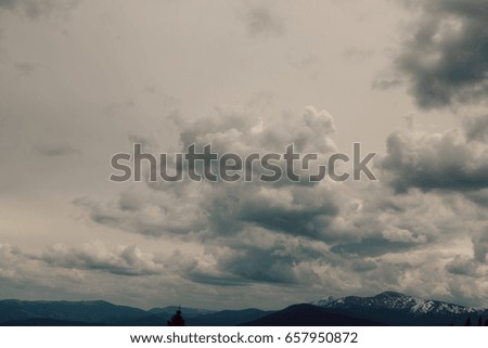Beautiful cloudy sky in Carpatian Mountains. Dragobrat