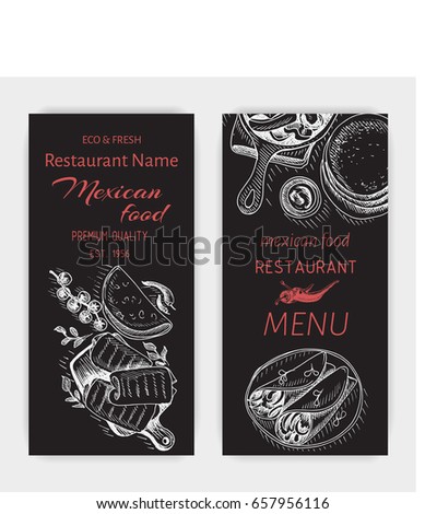 Vector illustration sketch - Mexican food.
Card Menu mexican cuisine. vintage design template, banner.