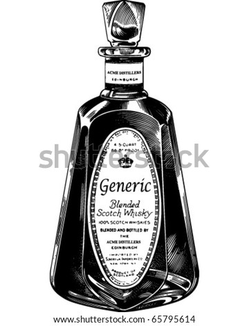 Scotch Whiskey Bottle - Retro Clipart Illustration
