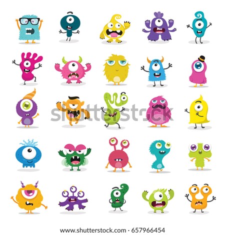 Cute Monster Set  Royalty-Free Stock Photo #657966454