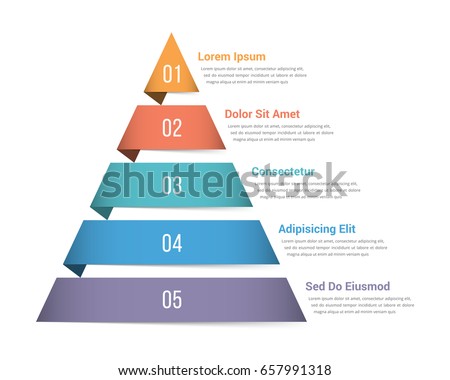 Pyramid infographic template with five elements, vector eps10 illustration Royalty-Free Stock Photo #657991318