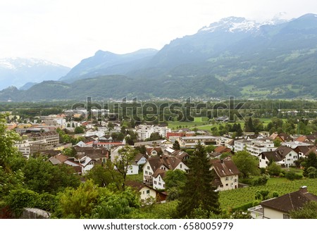 Vaduz, Liechtenstein top view. 
