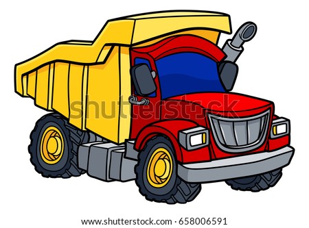 Dump tipper truck lorry construction vehicle illustration cartoon 