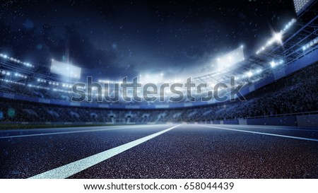 Sport backgrounds. Soccer stadium. Low angle. Royalty-Free Stock Photo #658044439