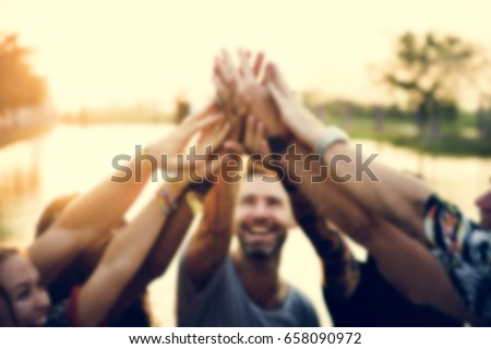 Group of friends party hands power unity Royalty-Free Stock Photo #658090972