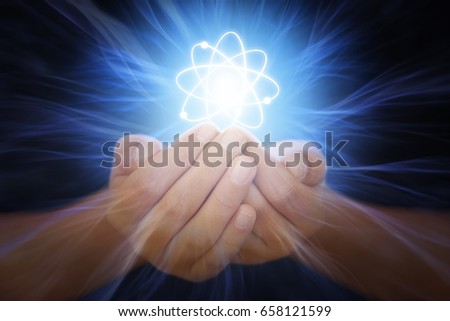 Hands with energy rays Royalty-Free Stock Photo #658121599